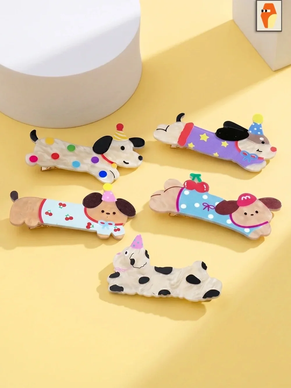 Multicolor Cute Dog Party Hair Clips Set NWT